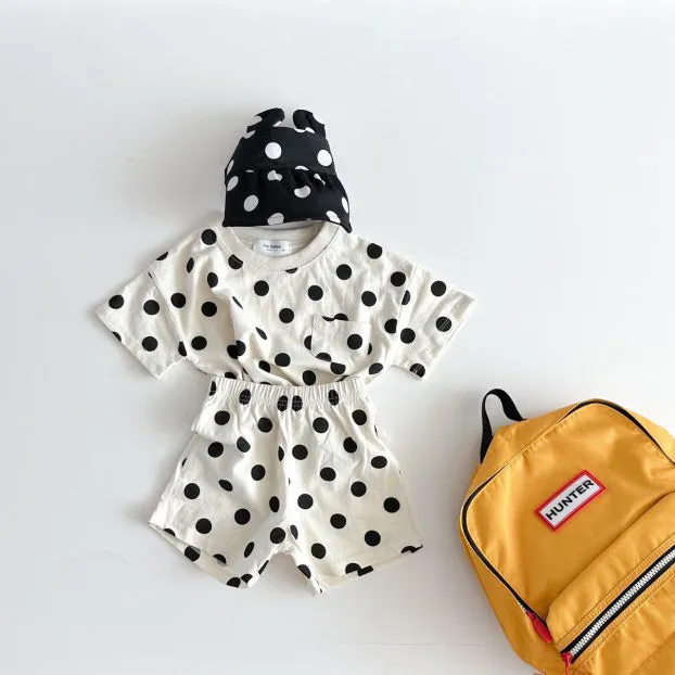 2 Pieces Set Baby Kid Girls Polka dots Tops And Shorts Wholesale 24030124