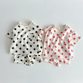 2 Pieces Set Baby Kid Girls Polka dots Tops And Shorts Wholesale 24030124