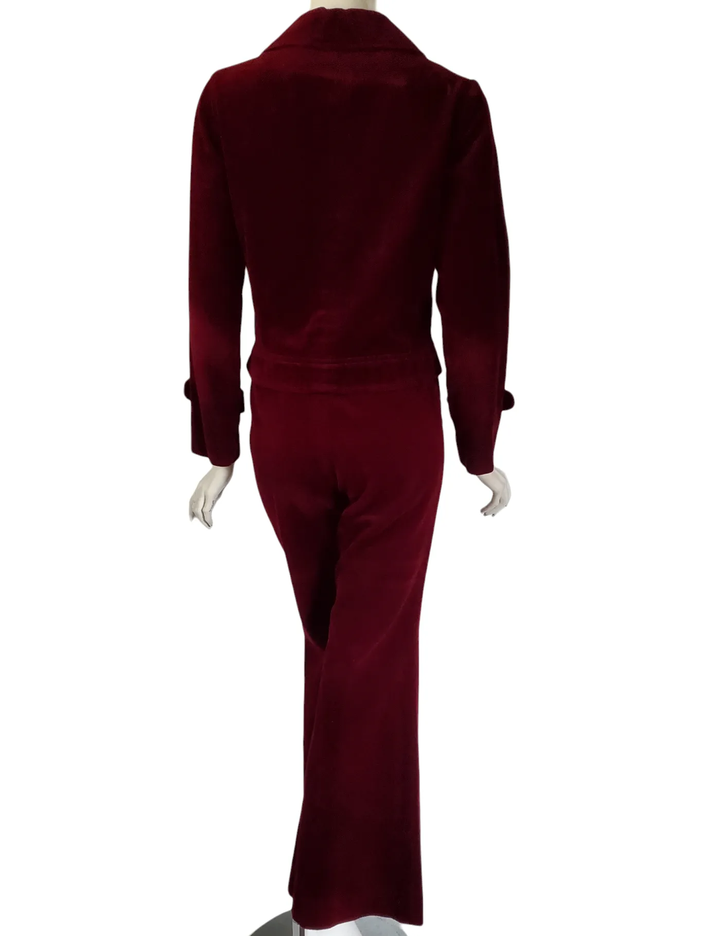 60/70s Bell Bottom Pantsuit in Burgundy Velvet - med