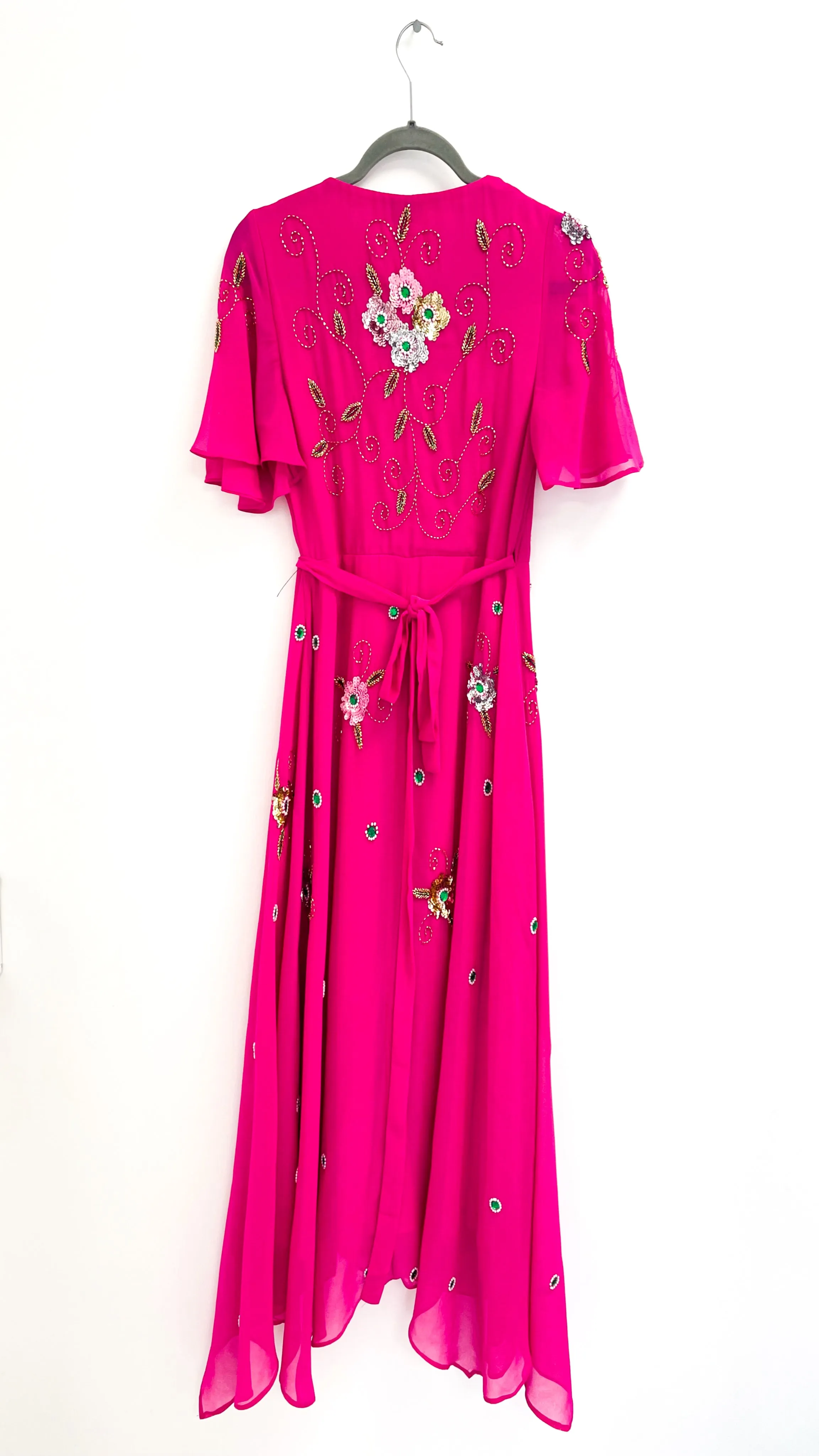 A1658 Pink Beyonce Wrap Embellished Dress