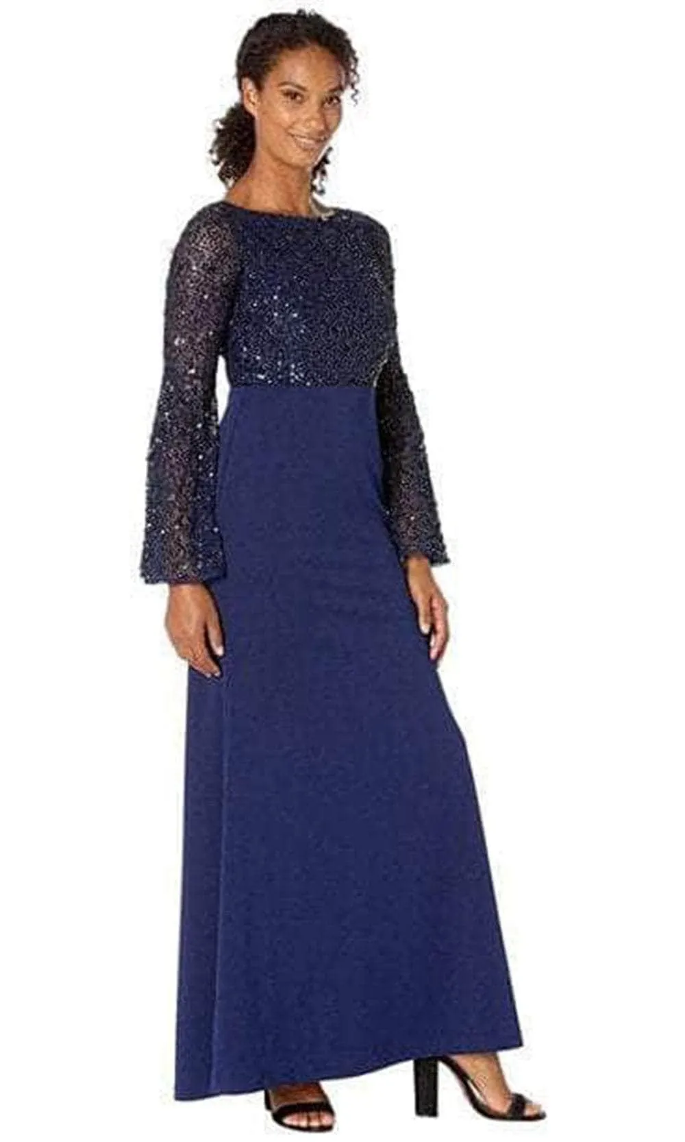 Adrianna Papell AP1E206072 P - Long Bell Sleeve V-Neck Evening Dress