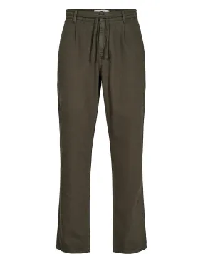 AKJAN TWILL PLEAT PANTS - Forest night