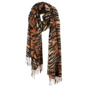 Animal Print Tassel Oblong Scarf