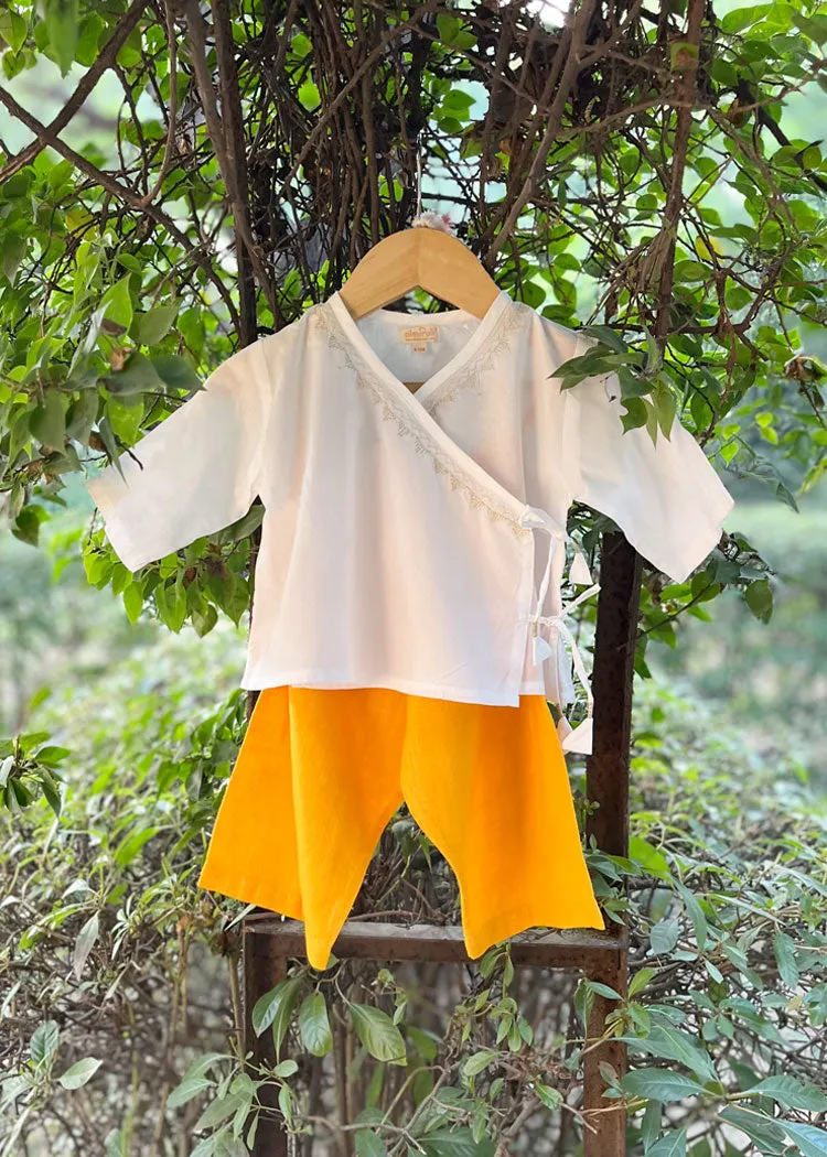 Baby Organic Festive Set - Gold Emb - Yellow Pants