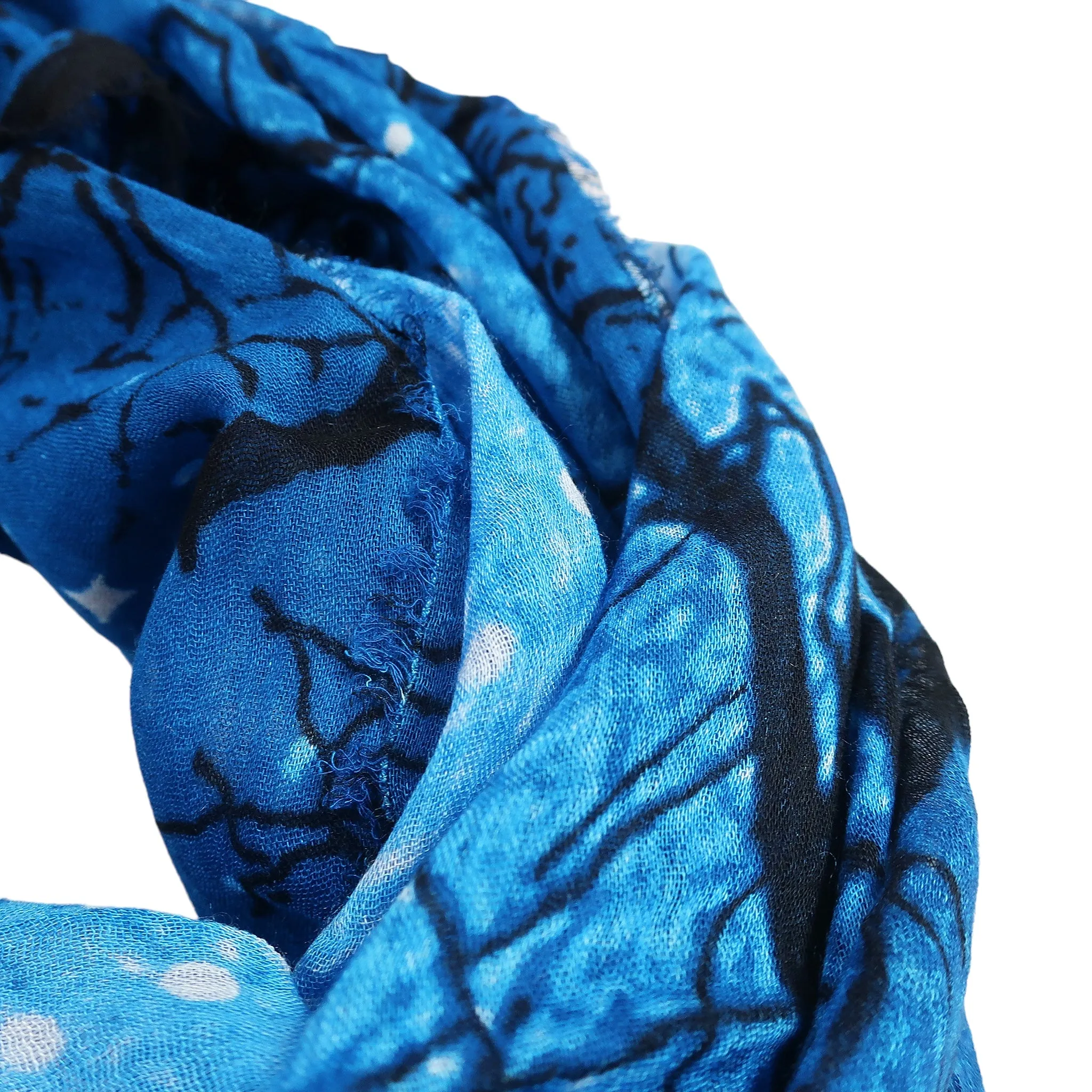 Blue Pacific Cashmere and Silk Sky and Tree Print Scarf in Cobalt Blue