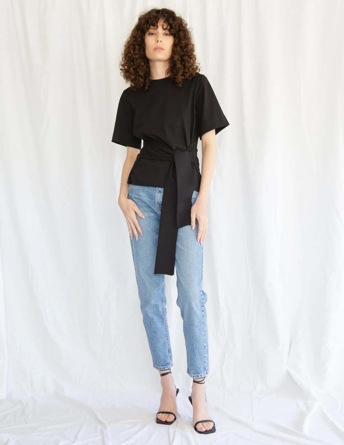 Boxy Belted TShirt in Black