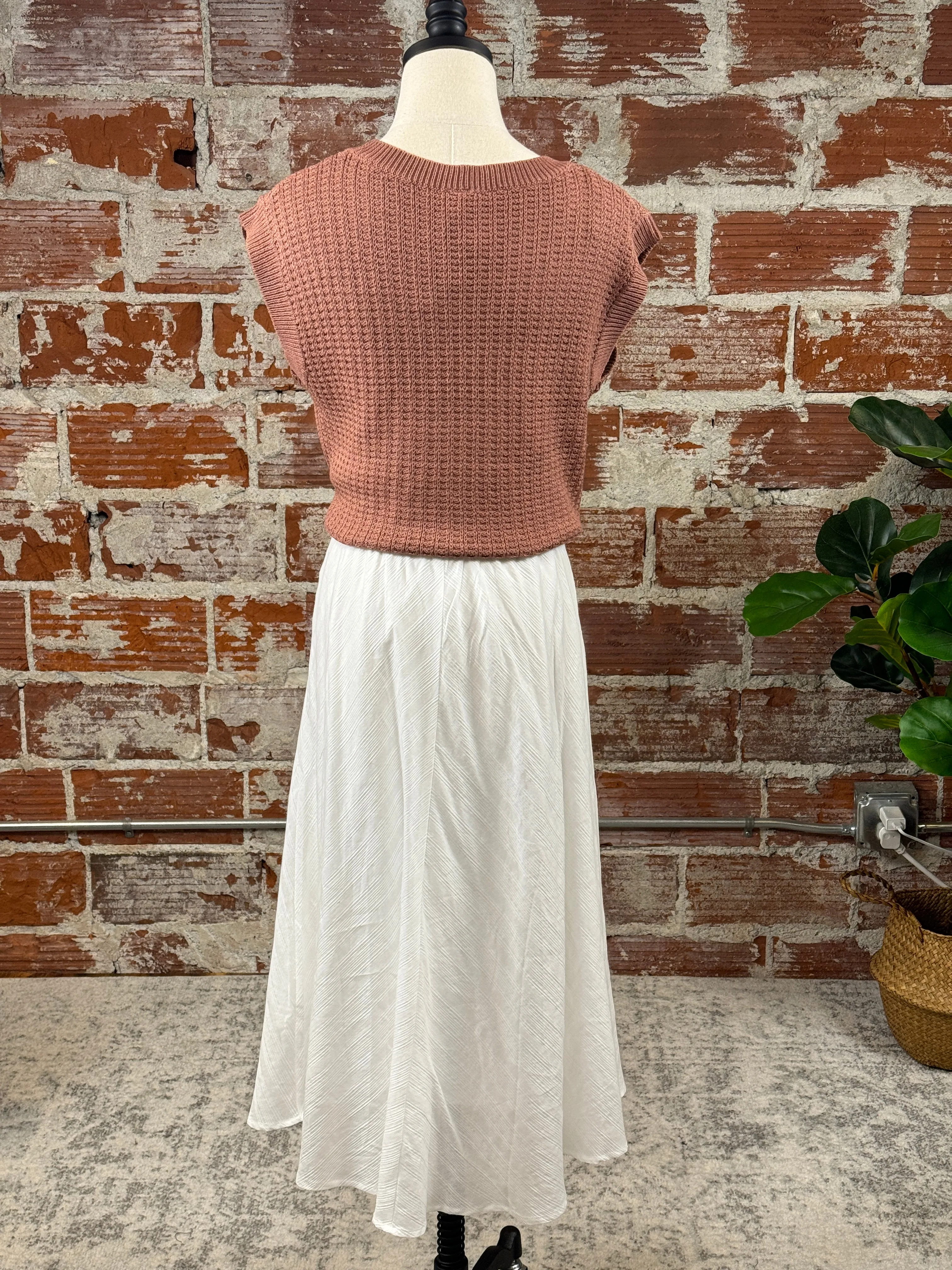 Breezy Linen Midi Skirt in White