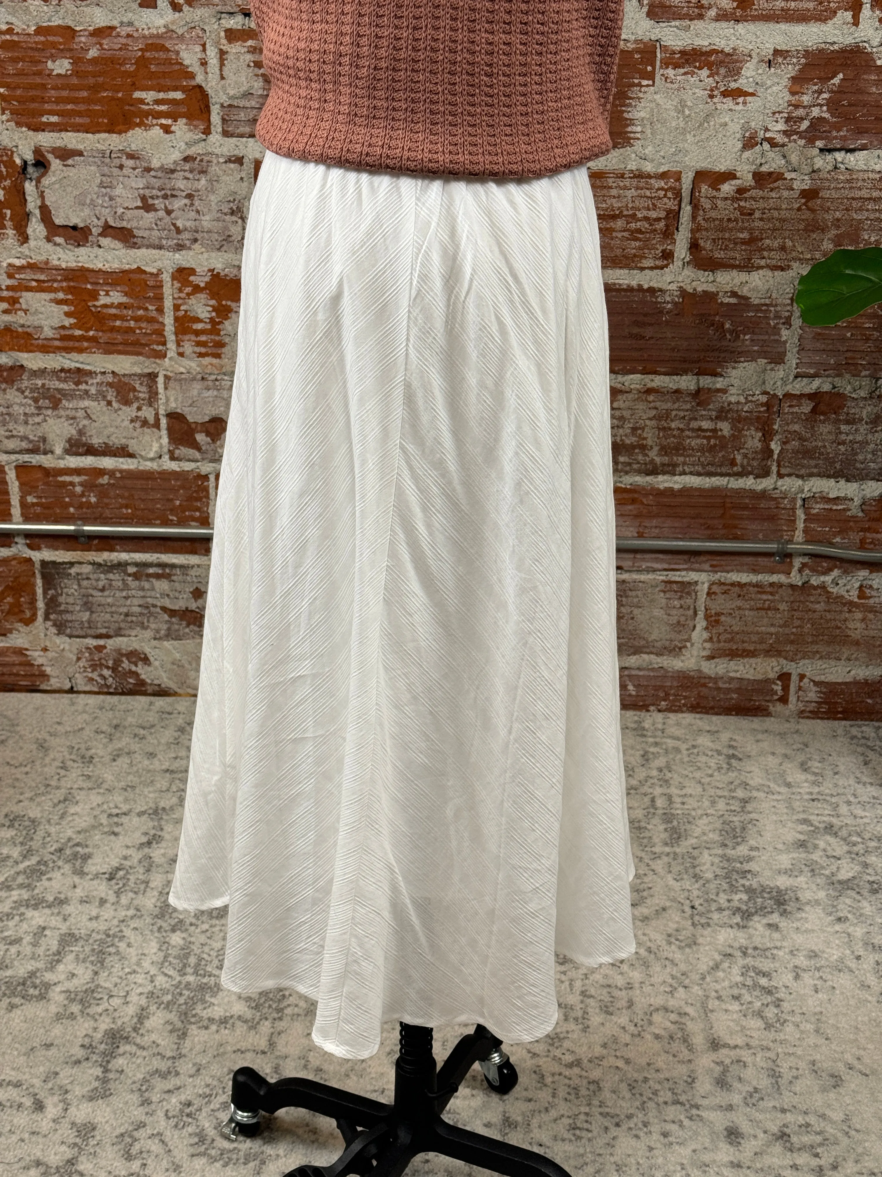 Breezy Linen Midi Skirt in White