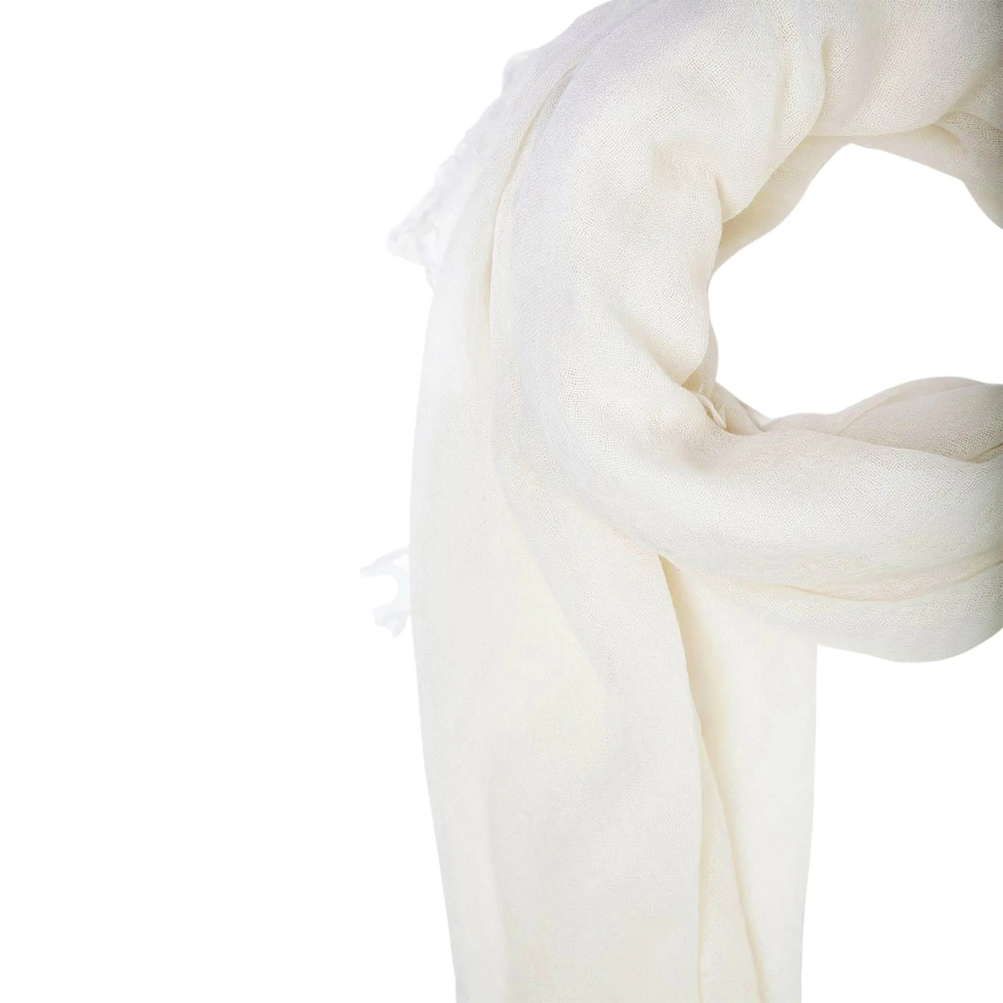 Chan Luu Cashmere and Silk Solid Scarf in Eggshell White