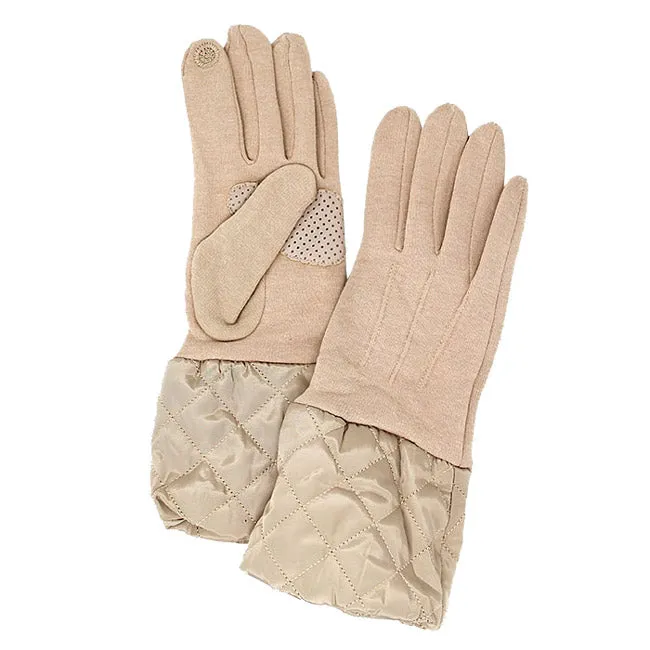 Chevron Cuff Gloves Solid Quilted Tris Smart Touch Gloves