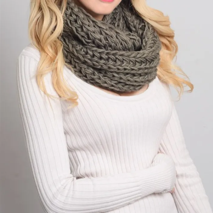 Chunky Braided Knit Infinity Scarf