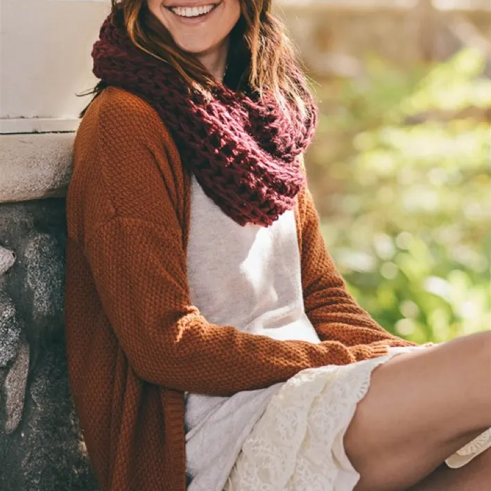 Chunky Braided Knit Infinity Scarf