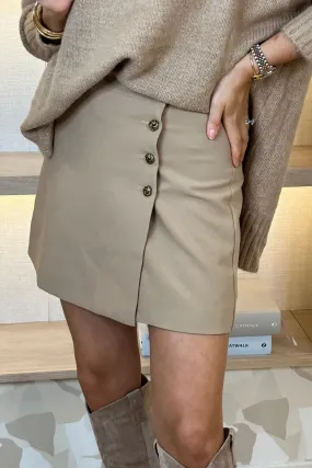 Cindy Gold Button Skirt In Neutral