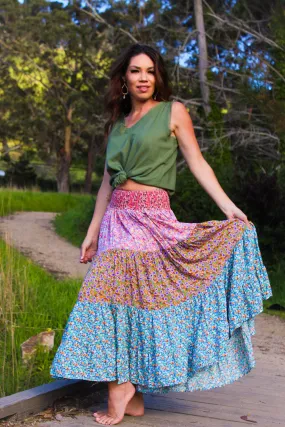 Dewdrop Midi Skirt - Rose/Multi