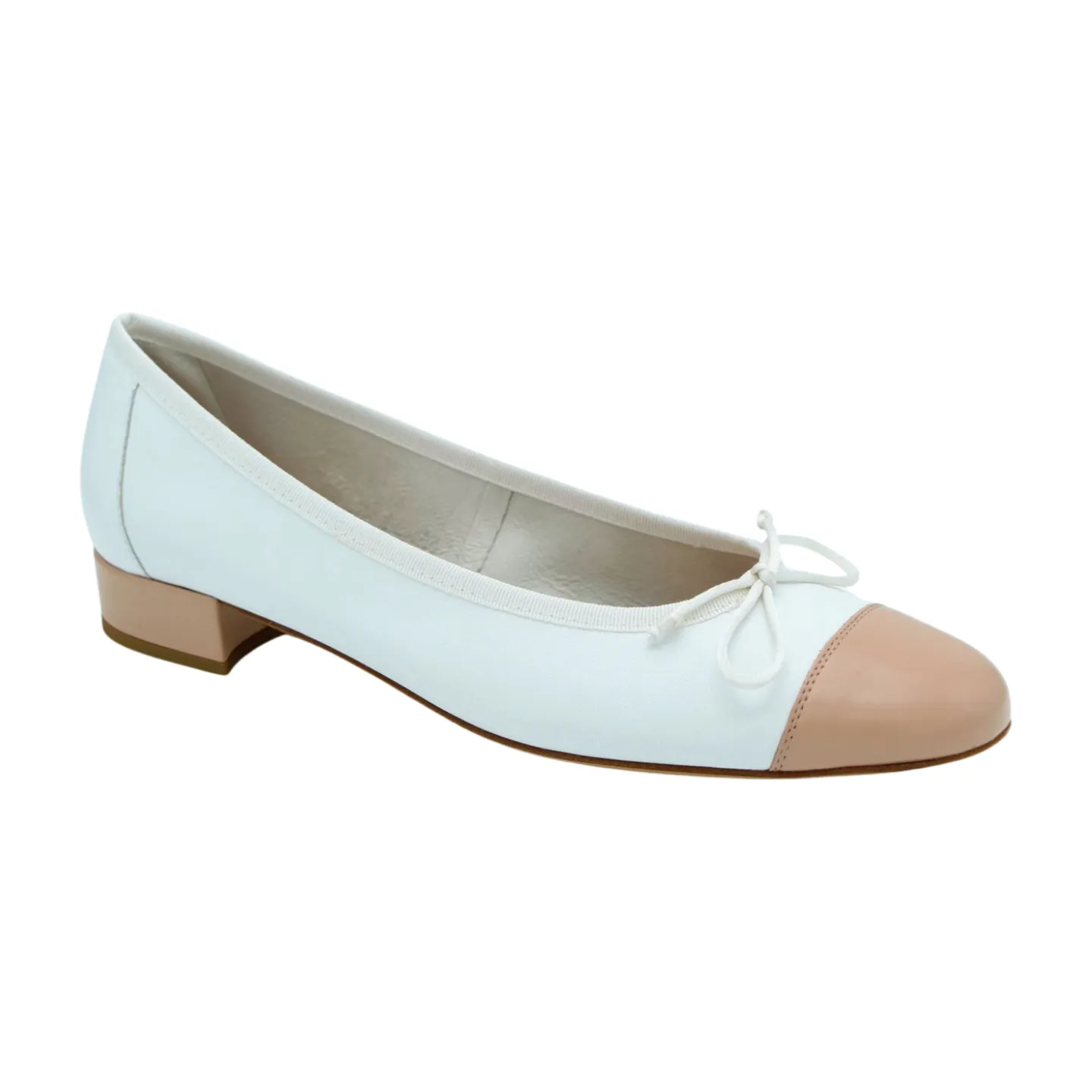 FABUCCI  White & Camel leather Ballet Flat