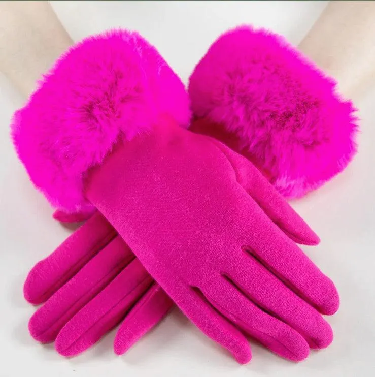 Fur Edge Texting Gloves