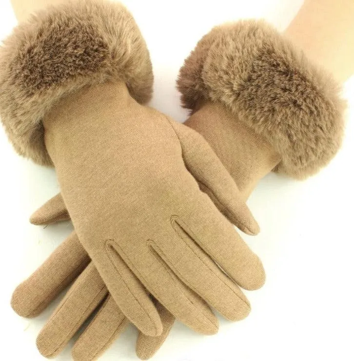 Fur Edge Texting Gloves