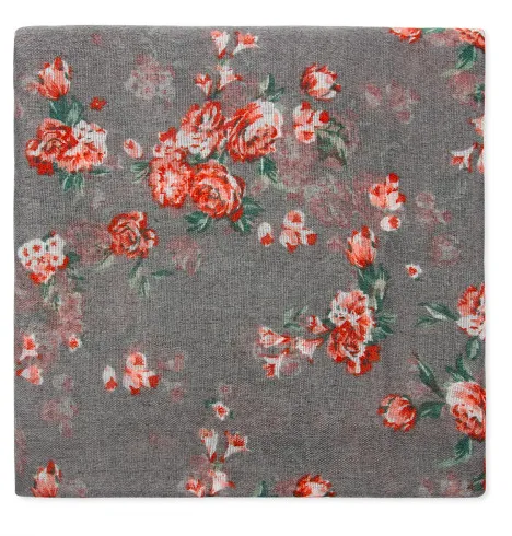 Gray Rose Printed Scarf