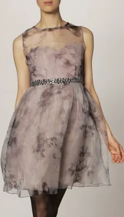 Grey Floral Cocktail Dress