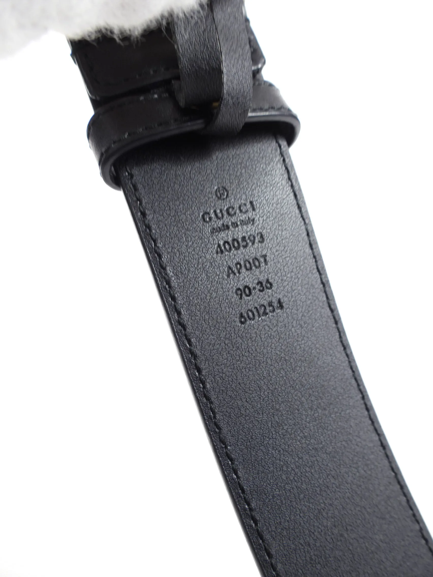 Gucci Marmont 40mm Black Leather Belt with Antiqued Brass Hardware - 90/36