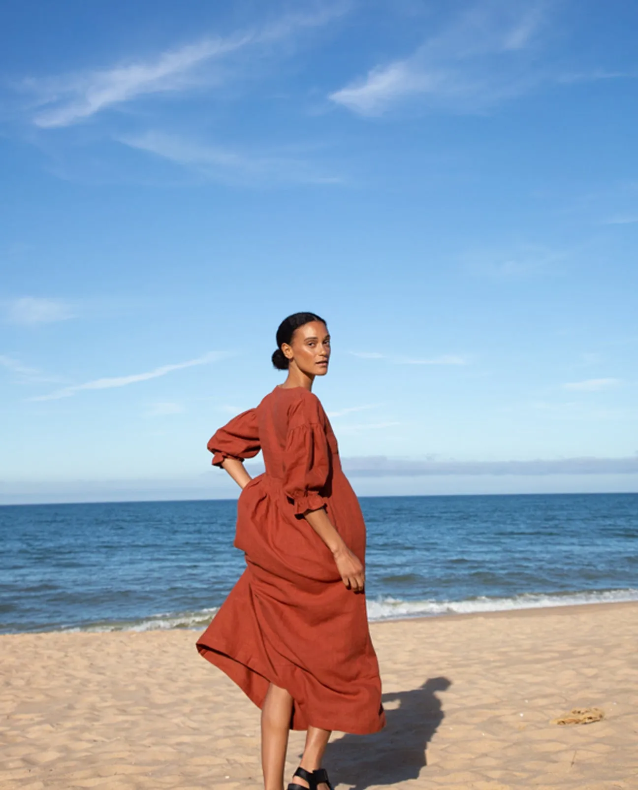 Harper-May Linen Dress In Paprika