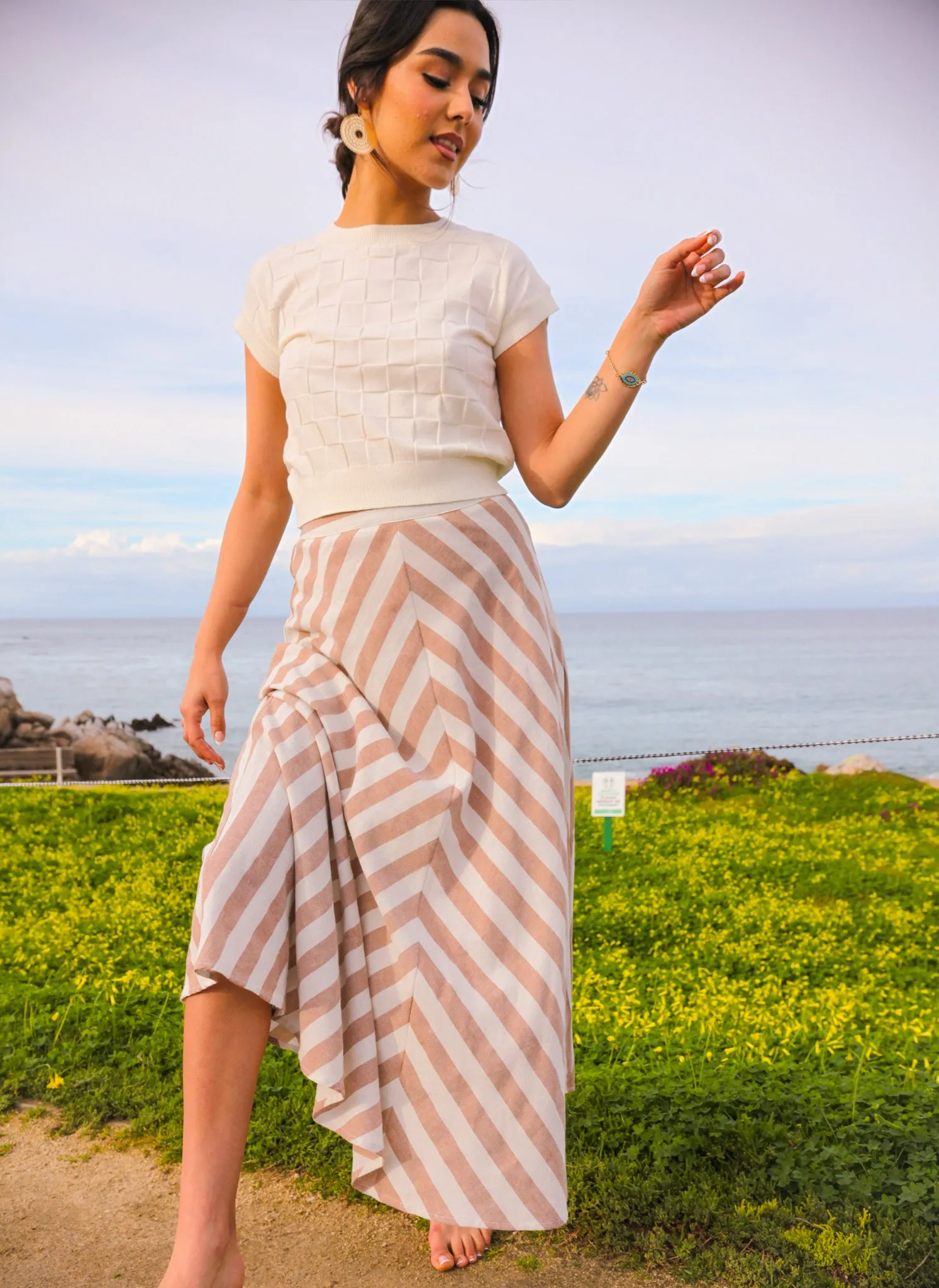 High Hopes Maxi Skirt - Coffee/Cream