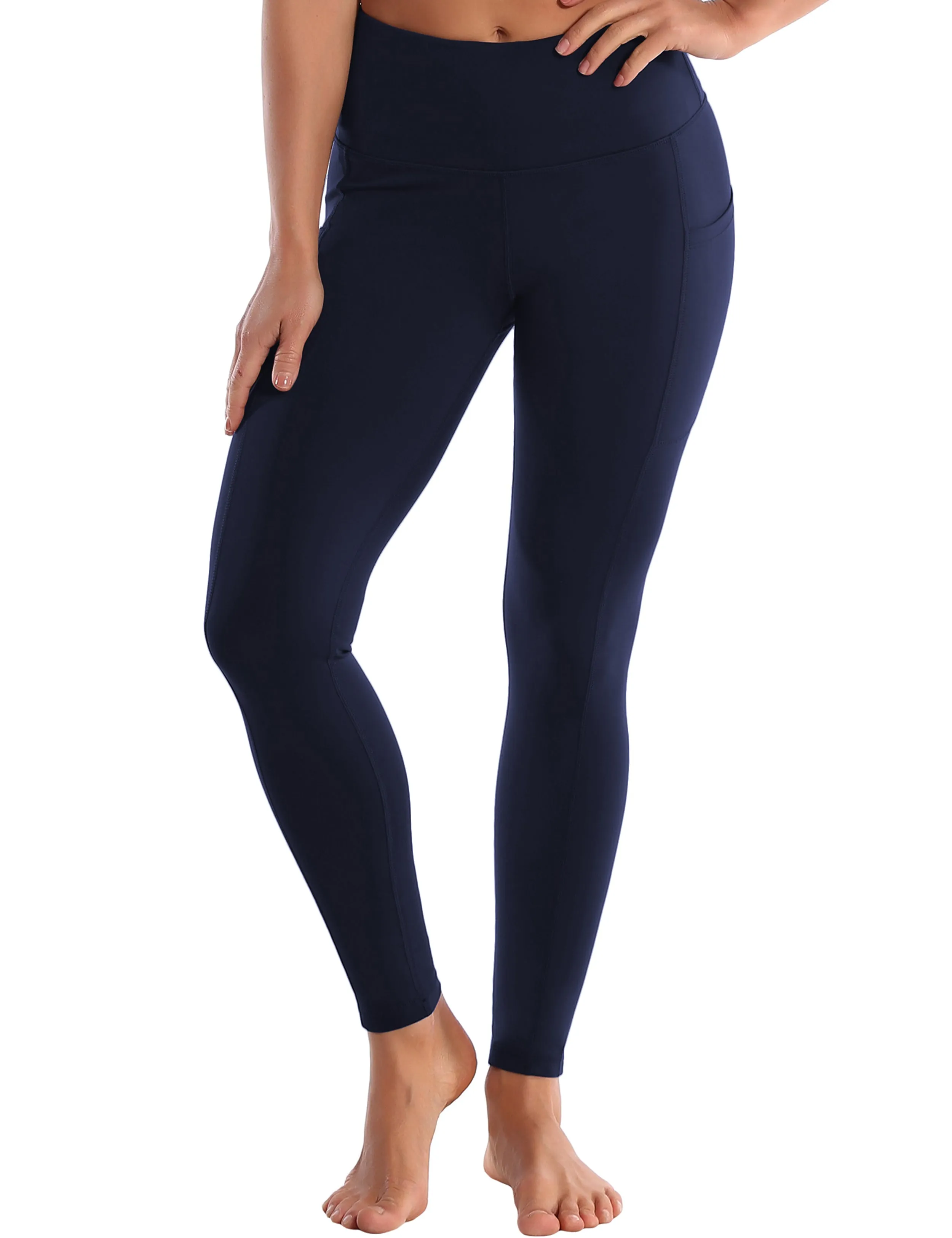 Hip Line Side Pockets Yoga Pants darknavy