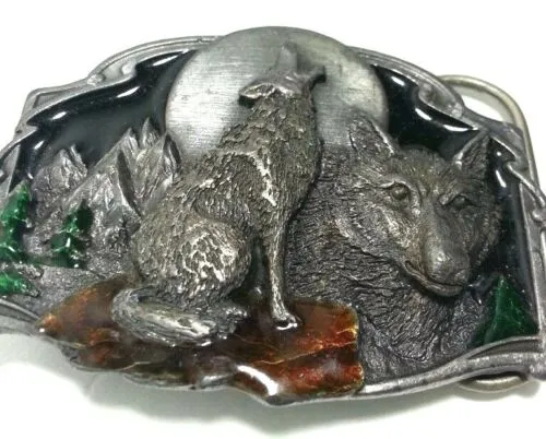 Howling Wolf Full Moon Wolf Pack Men’s Belt Buckle