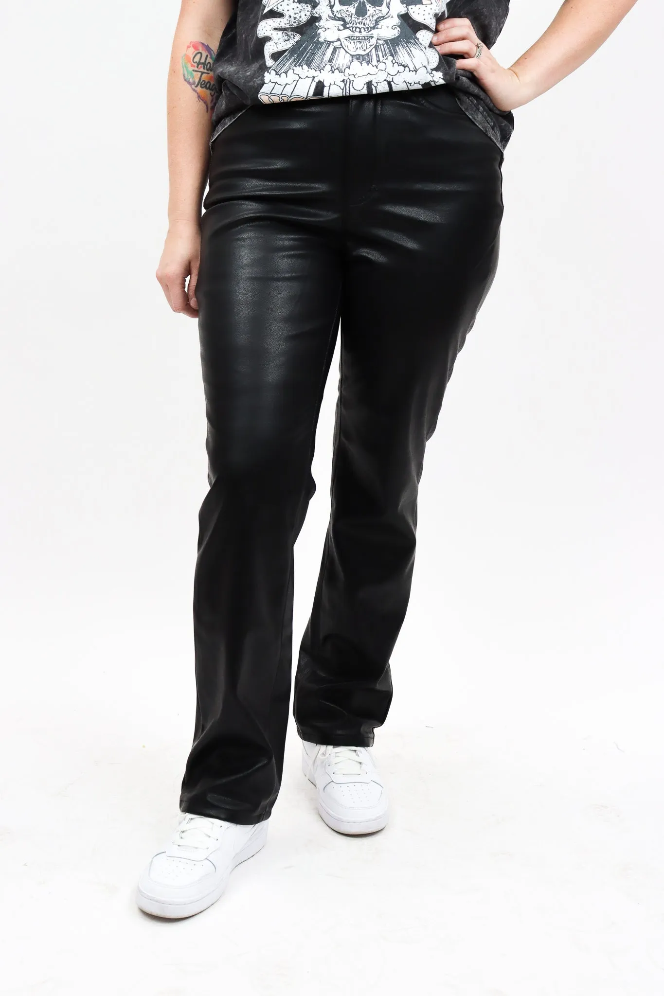 Judy Blue Faux Leather Straight Tummy Control Pant - FINAL SALE