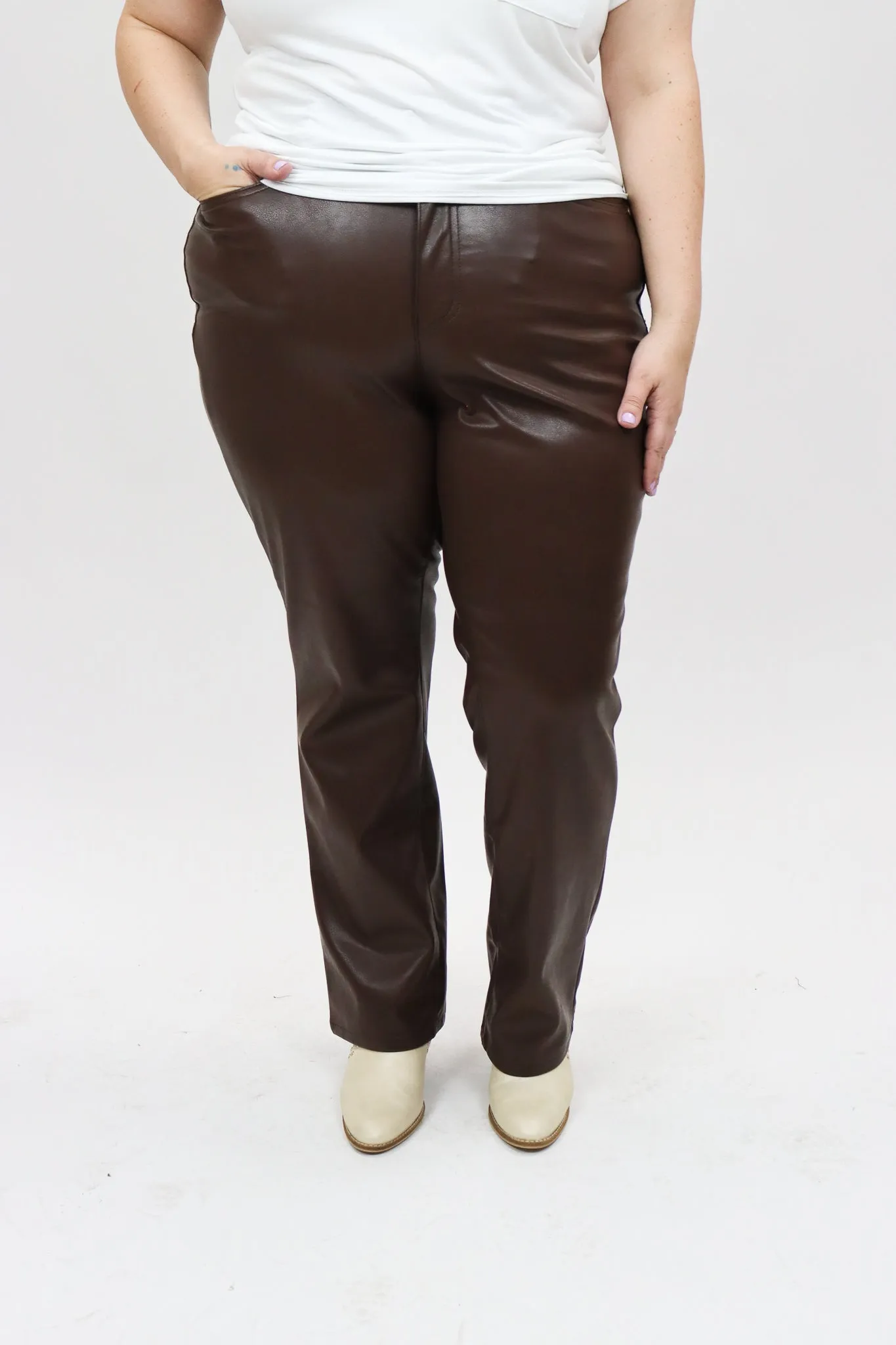 Judy Blue Faux Leather Straight Tummy Control Pant - FINAL SALE