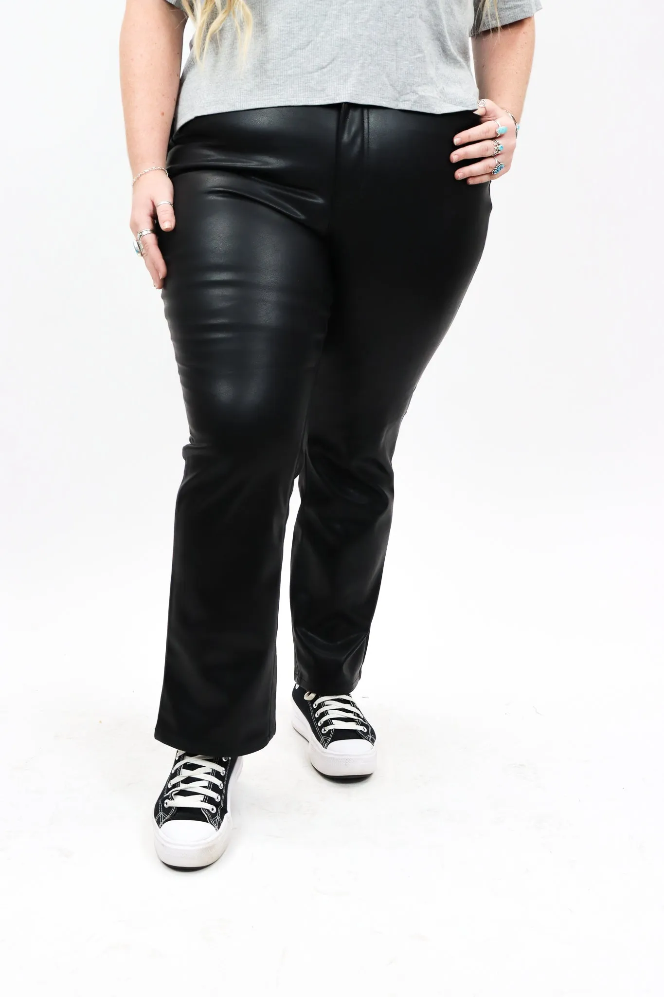 Judy Blue Faux Leather Straight Tummy Control Pant - FINAL SALE