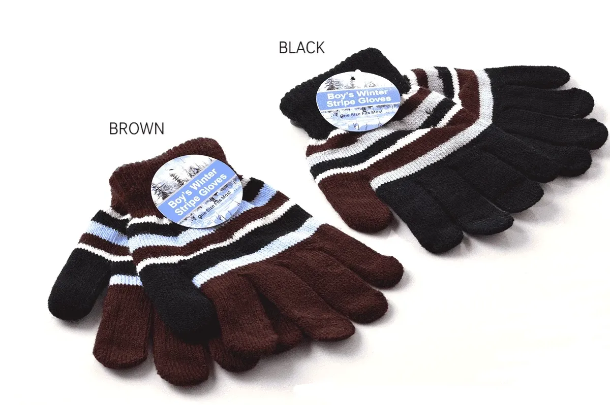 Kids Knitted Striped Gloves