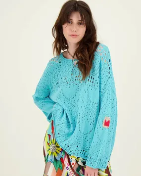 Kristina Turquoise Crotchet Top