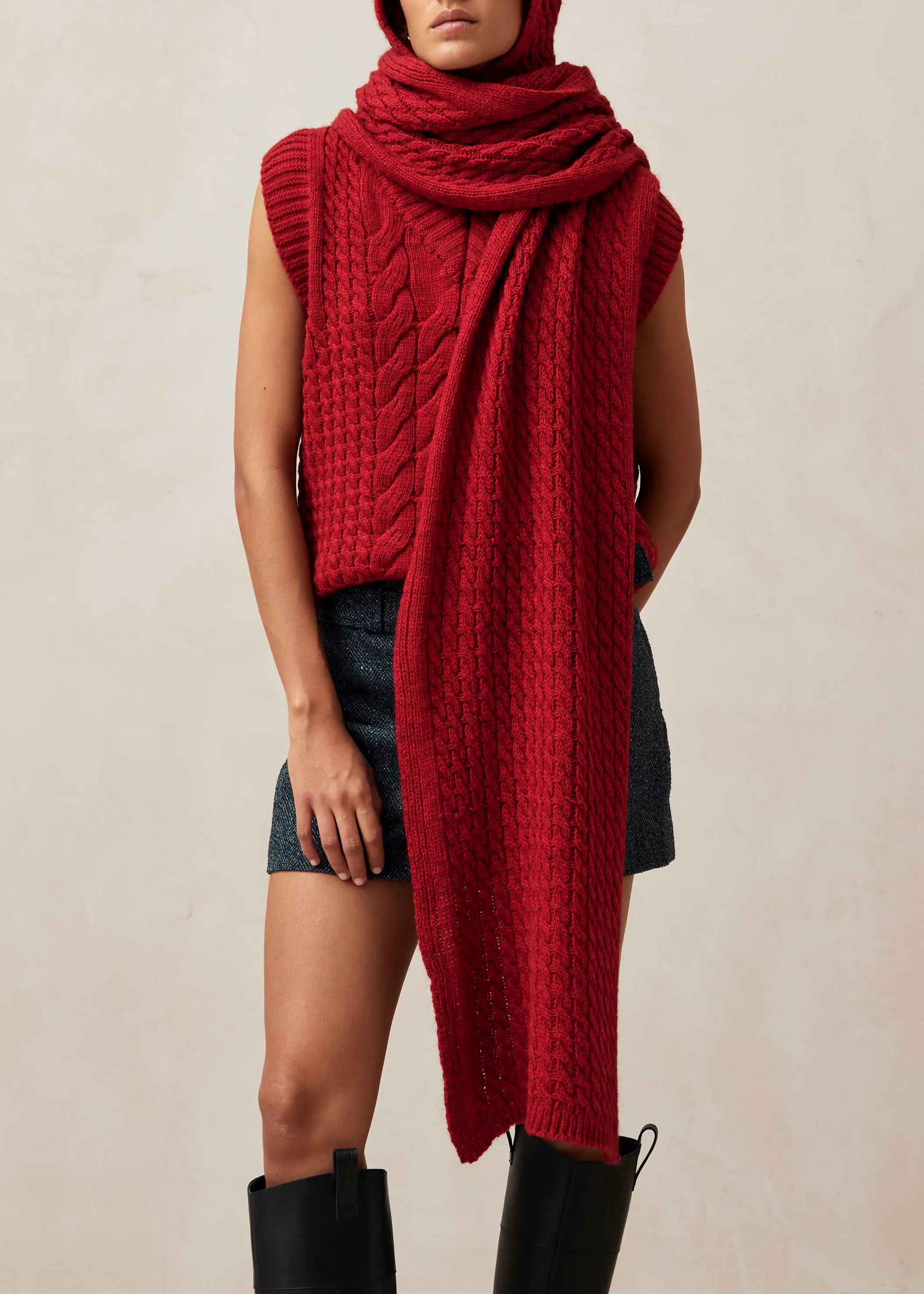 Kylie Red Tricot Scarf