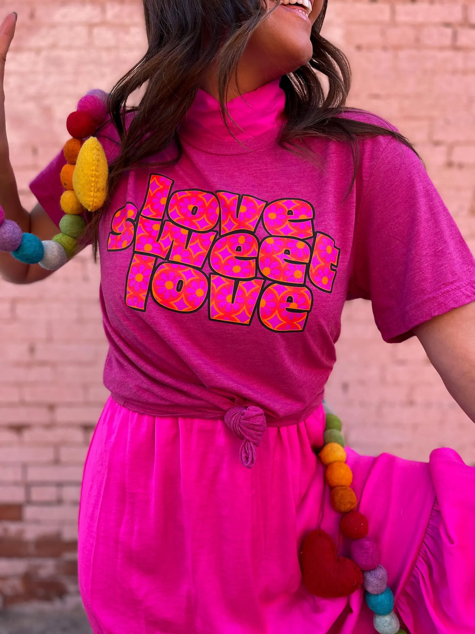 {LOVE. SWEET. LOVE} Retro Magenta Crew Neck Tee