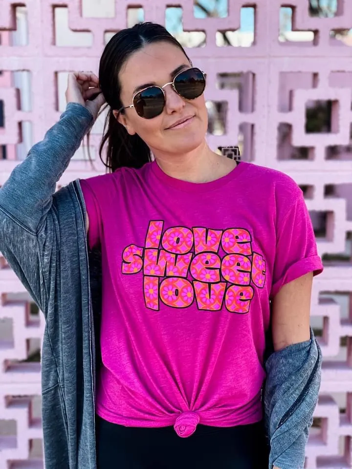 {LOVE. SWEET. LOVE} Retro Magenta Crew Neck Tee