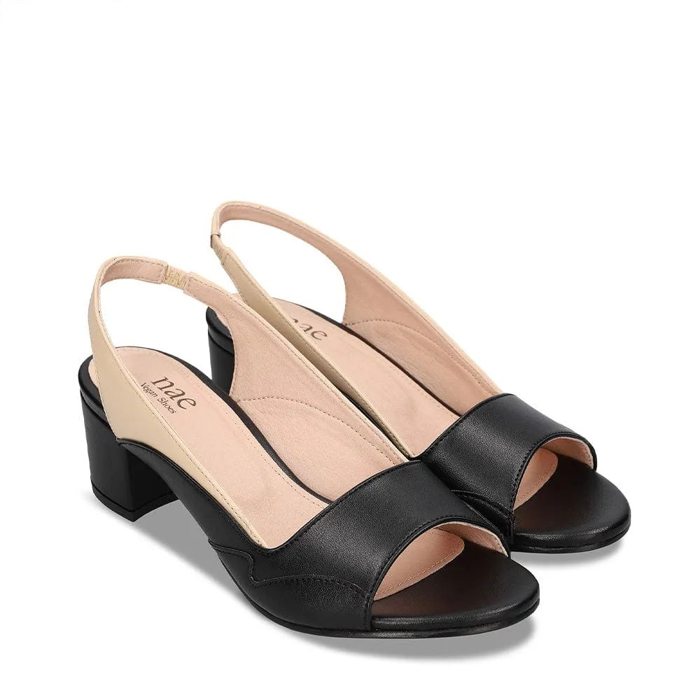 Mara Vegan Apple Leather Slingback Heels | Black