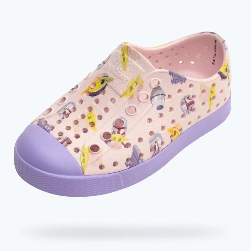 Native Shoes Milk Pink/Healing Purple/Mando AOP Jefferson Star Wars Print Shoe