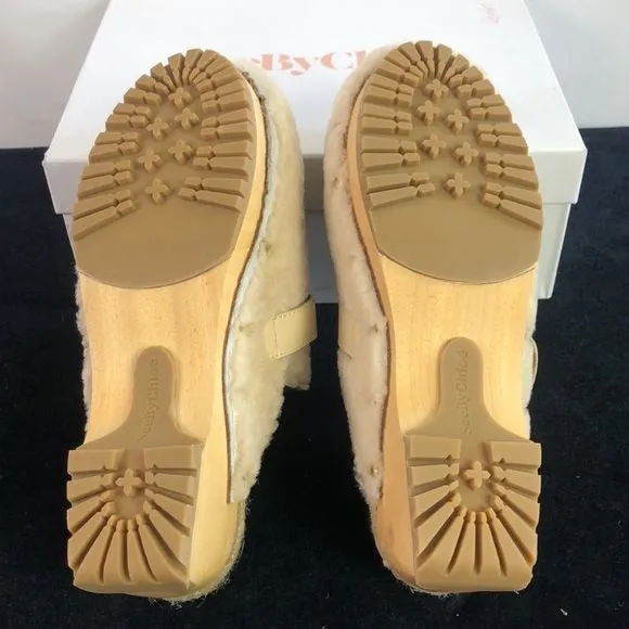 New in Box See by Chloe Cream Shearling Clogs