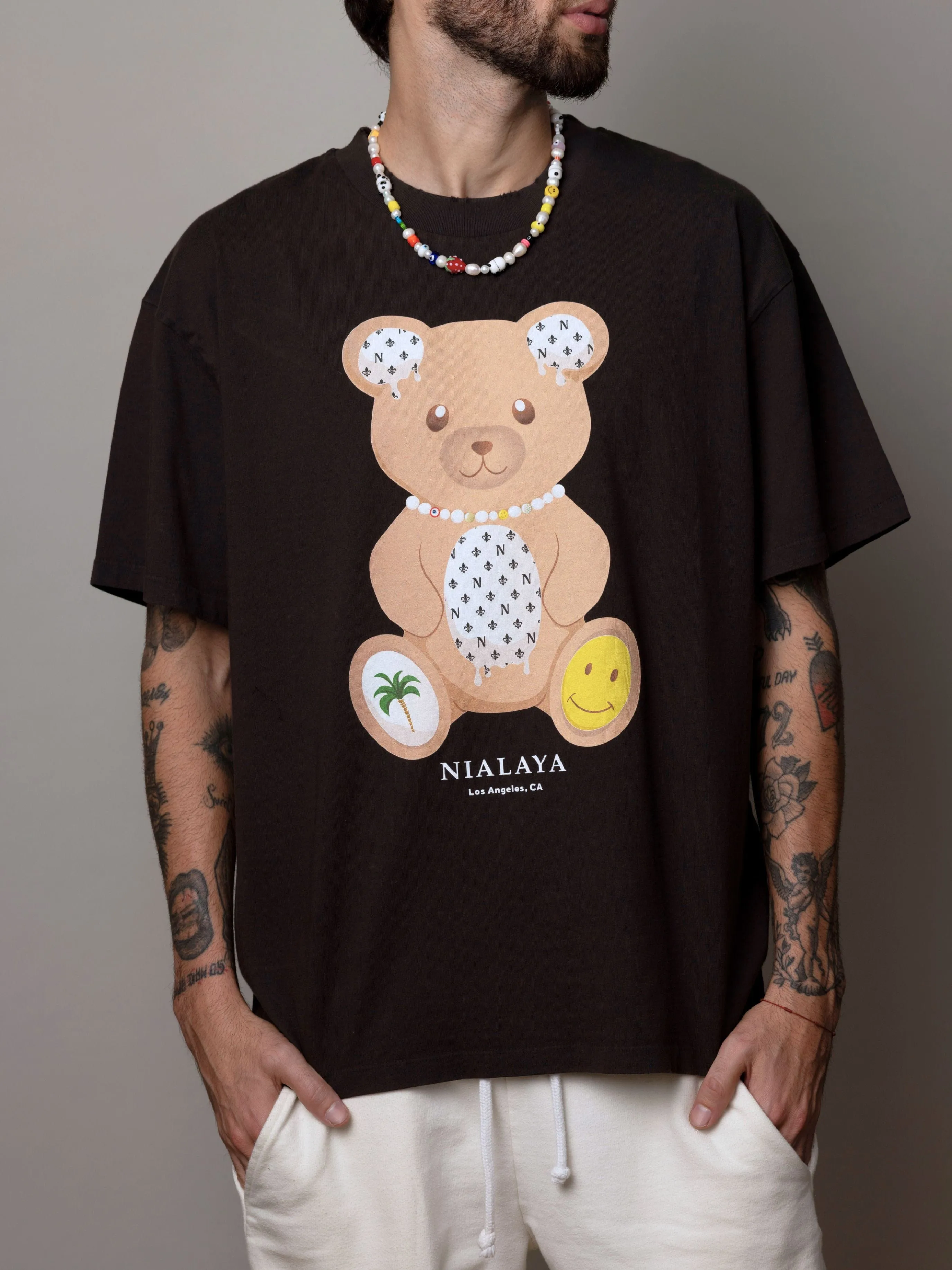 Nialaya LA Happy Bear Tee in Black