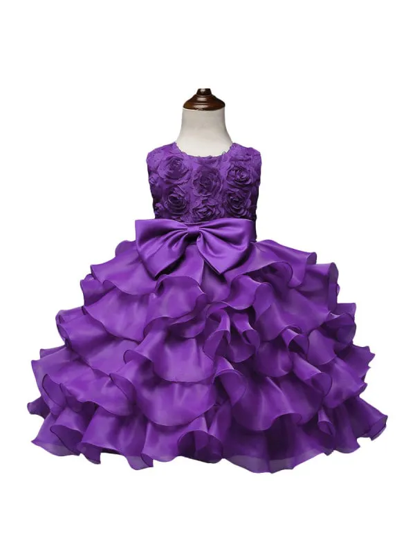 Organza Kids Party Dresses Flower Girl Dresses Jewel Neck Sleeveless