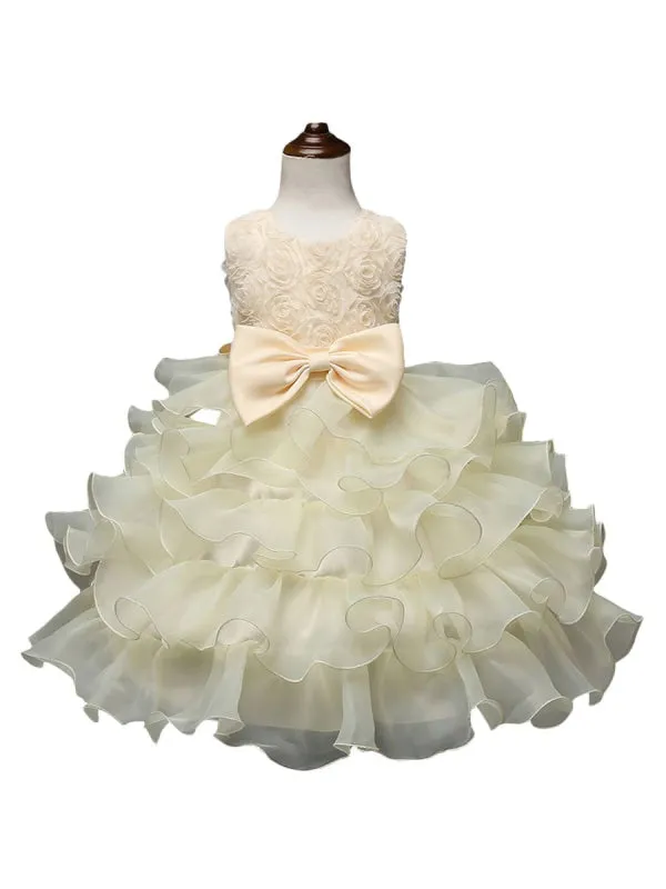 Organza Kids Party Dresses Flower Girl Dresses Jewel Neck Sleeveless