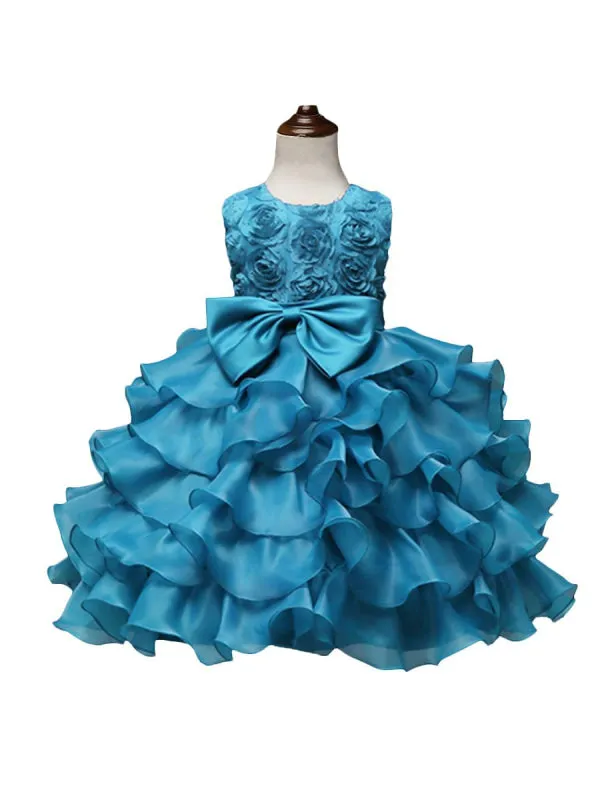 Organza Kids Party Dresses Flower Girl Dresses Jewel Neck Sleeveless