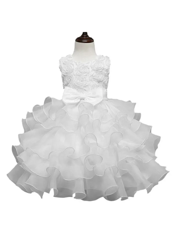 Organza Kids Party Dresses Flower Girl Dresses Jewel Neck Sleeveless