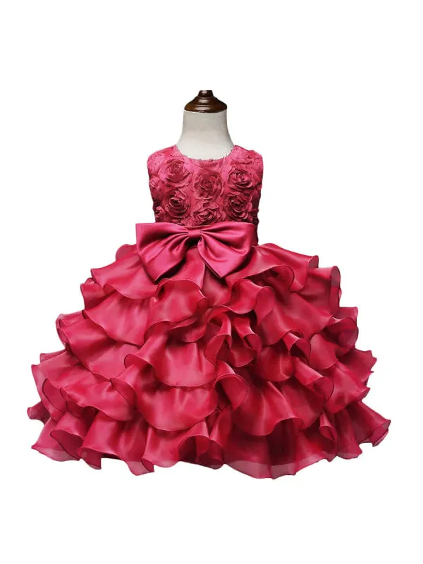 Organza Kids Party Dresses Flower Girl Dresses Jewel Neck Sleeveless