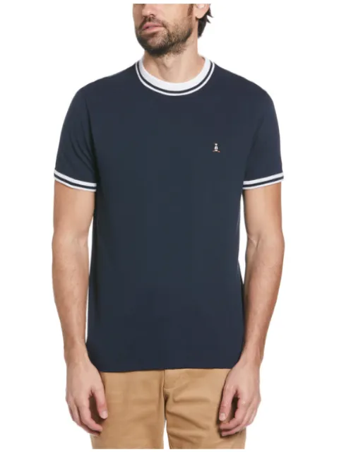 Original Penguin Archive Organic Cotton Pique T-Shirt/Dark Sapphire - AW23 SALE