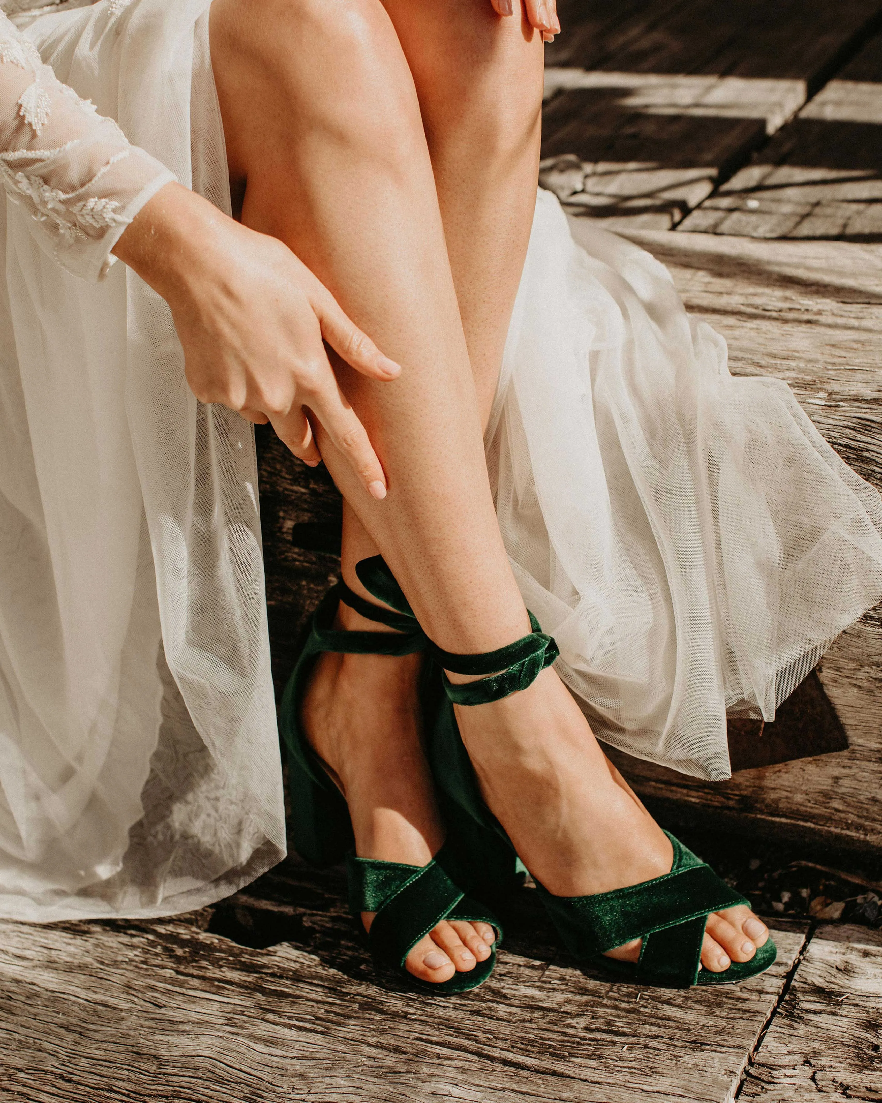 PASSION - EMERALD GREEN WEDDING SHOES TALL BLOCK HEEL