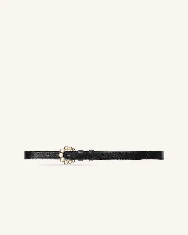 Pearl Black Slim Belt