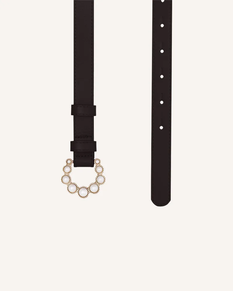 Pearl Black Slim Belt