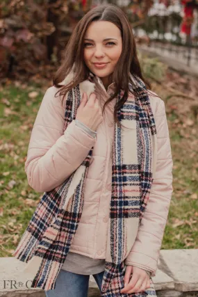 Plaid Oblong Scarf - Ivory